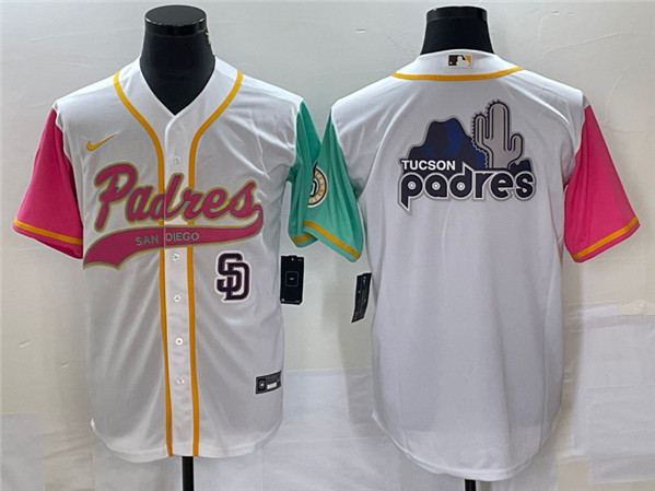 Men's San Diego Padres White Team Big Logo City Connect Cool Base With Patch Stitched Baseball Jersey